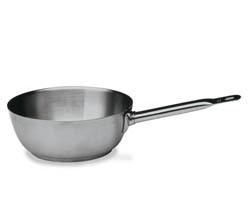 Curved Sauce Pan 3-1/8Qt. 9-7/8" Daim. 3-3/4" High. Stainless Steel w/Aluminum Disc Bottom.