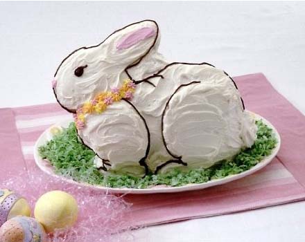 easter bunny cake pan. Use a standard cake mix or