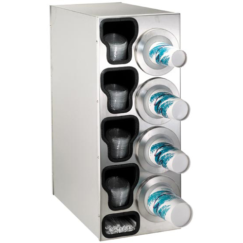 Dispense-Rite Dispense-Rite Countertop 3-Cup Dispensing S/S w/ Built-In Lid & Straw Organizer - Right
