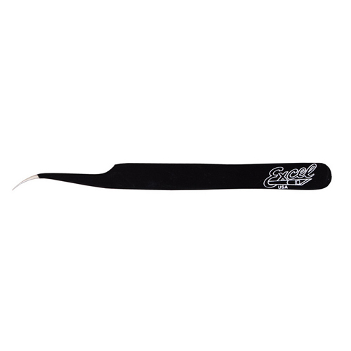 Excel Blades Excel Slant Fine-Point Tweezers - Black