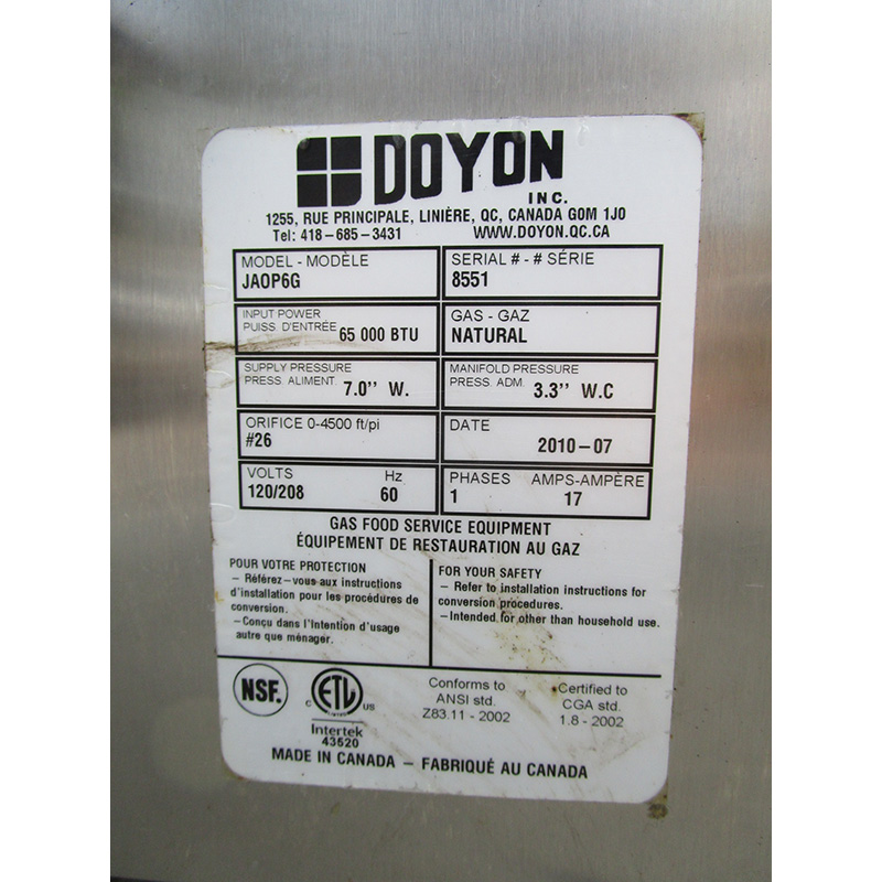 Doyon JAOP6G Gas Oven/Proofer, Great Condition image 9