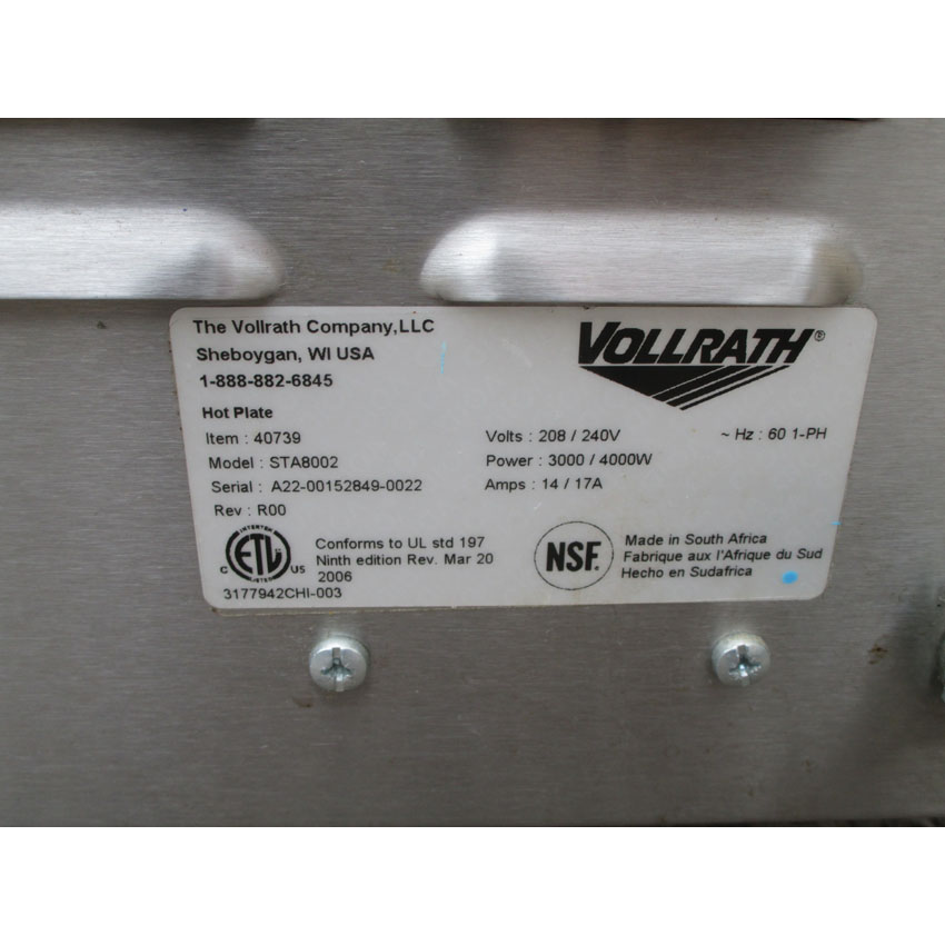 Vollrath 40739 2 Burner Counter Top Electric Hot Plate - 208/240V, Great Condition image 3