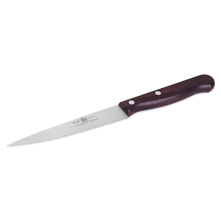 Icel Knife, Wavy Edge, 4-3/4" Blade, Wooden Handle image 1