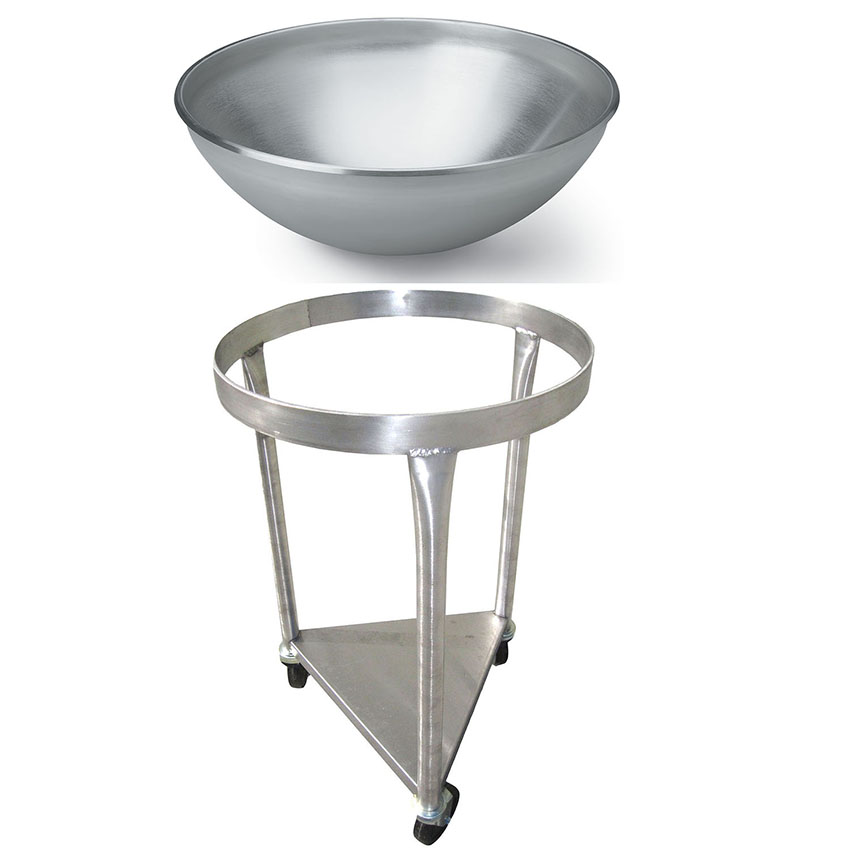 80 Qt Heavy-Duty Stainless Steel Mixing Bowl with Mobile Dolly Stand image 3