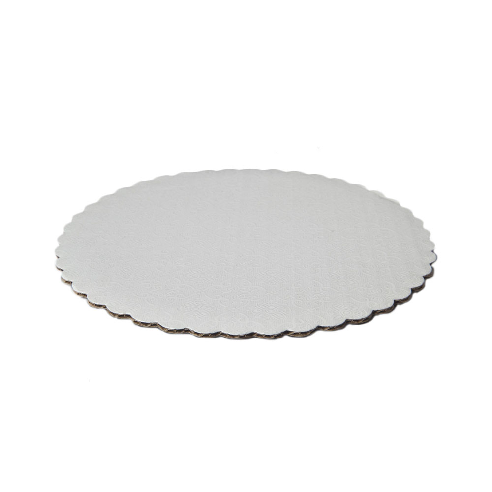 White Scalloped Round Cake Board, 12", Pack Of 10 image 1