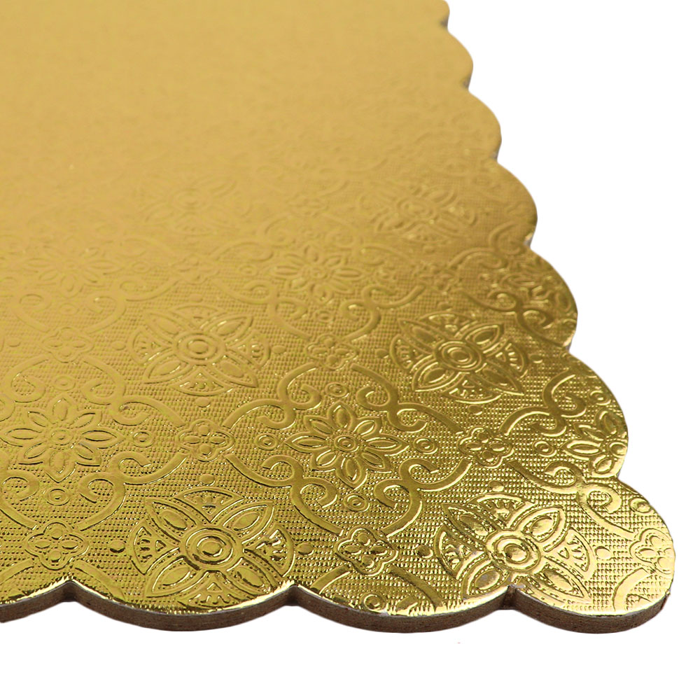 Gold Scalloped Log Cake Board (thick), 6.5" x 16.75" - Pack of 25 image 1