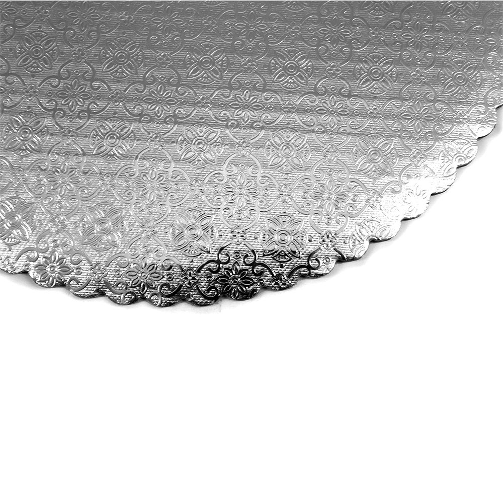 O'Creme Silver Scalloped Round Cake & Pastry Board, 12", Pack of 10 image 2