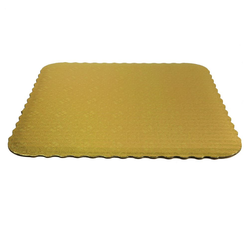 O'Creme Gold Corrugated Scalloped Square Cake Board, 14", Pack of 10 image 2
