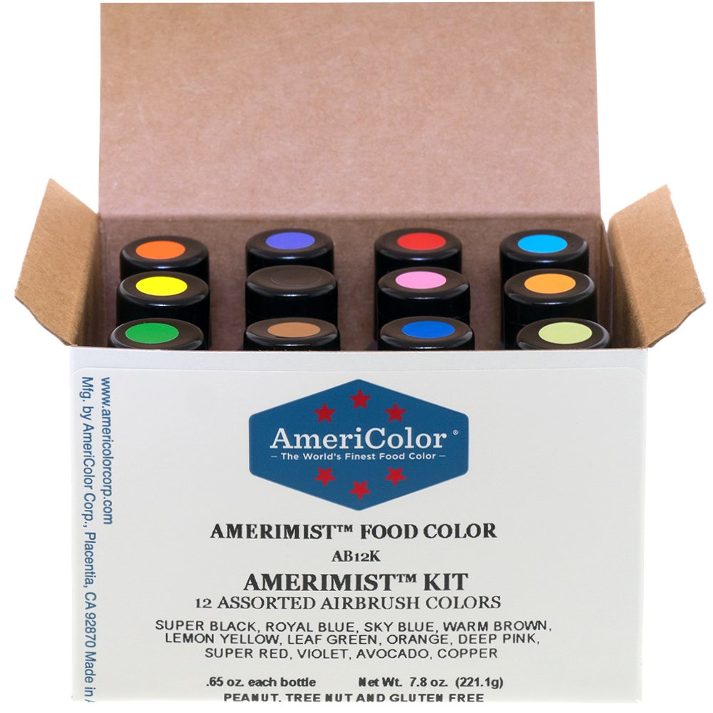 Americolor Amerimist Air Brush Food Color Kit, 12 Colors image 1