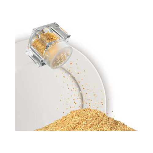 Edible Gold Leaf Flakes in Clear Acrylic Cube Shaker. 100mg. image 1