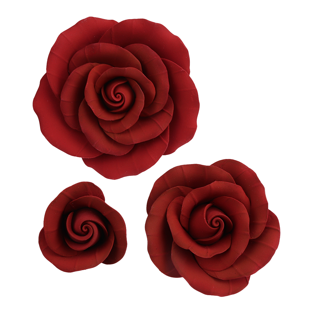 O'Creme Red Garden Rose Gumpaste Flowers - Set of 6 image 1