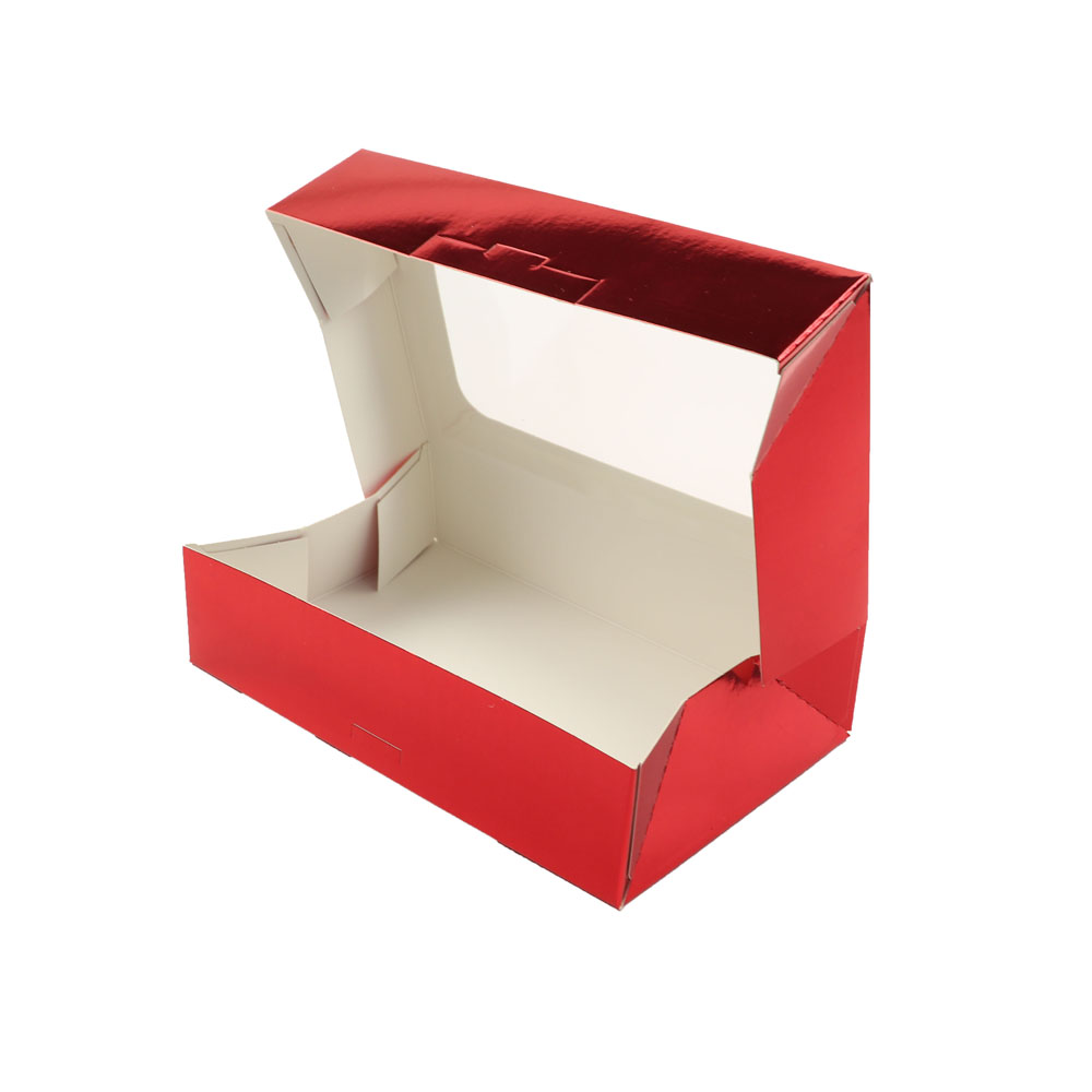 O'Creme Red Treat Box with Window, 8.5" x 5.5" x 2", Pack of 5 image 2