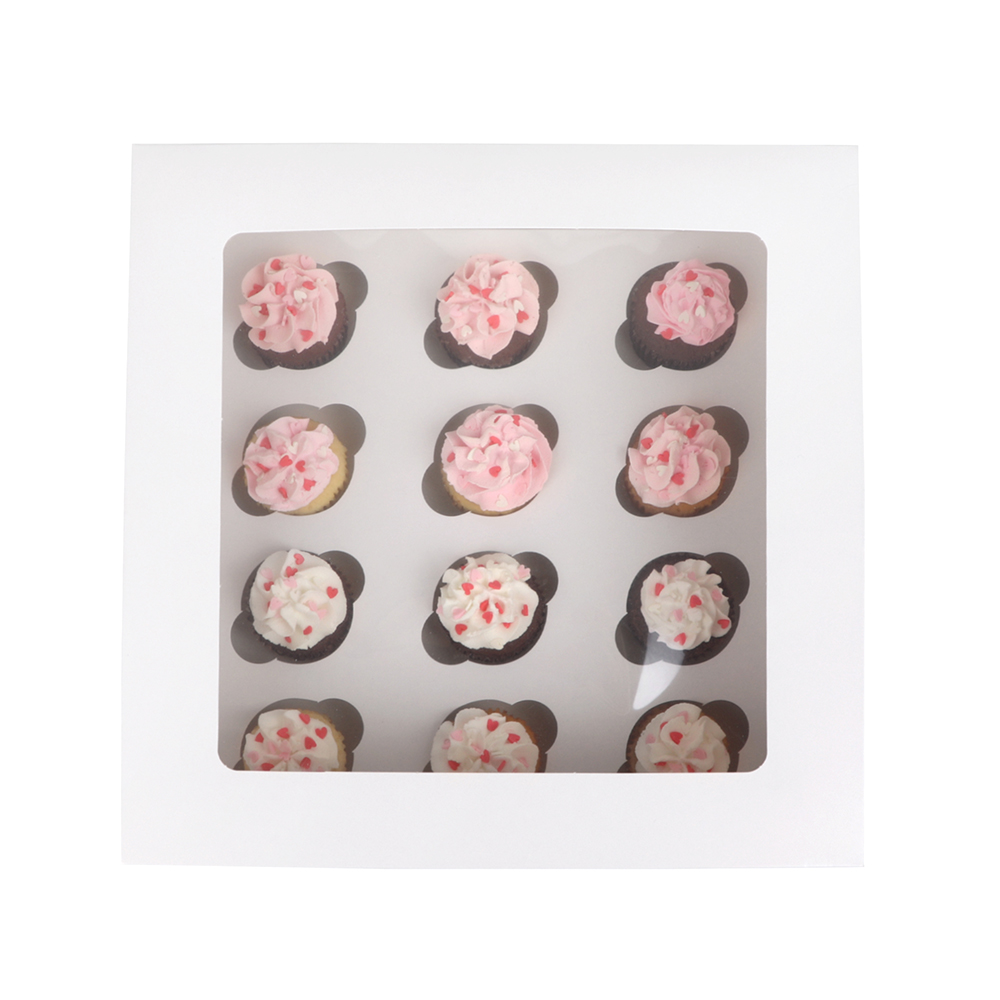 O'Creme White Window Cake Box with Cupcake Insert, 10" x 10" x 4" - Pack of 5 image 2