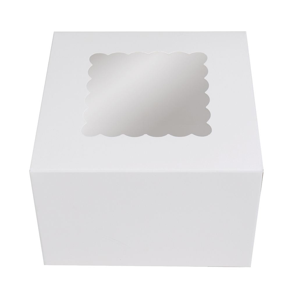 O'Creme White Cake Box with Window, 6" x 6" x 4" - Pack of 5 image 1