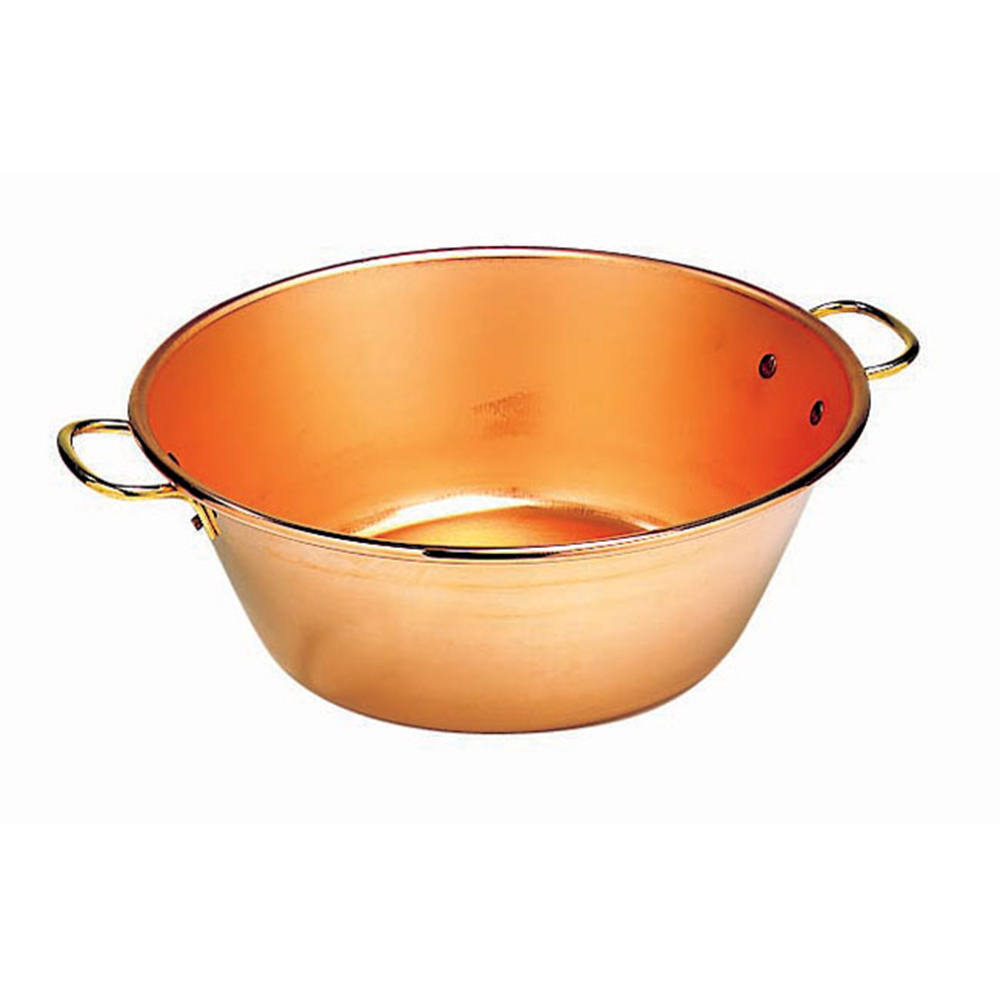 Matfer Copper Heavy Jam Pan, Solid Copper with Two Bronze Handles, 8.5 quarts image 1