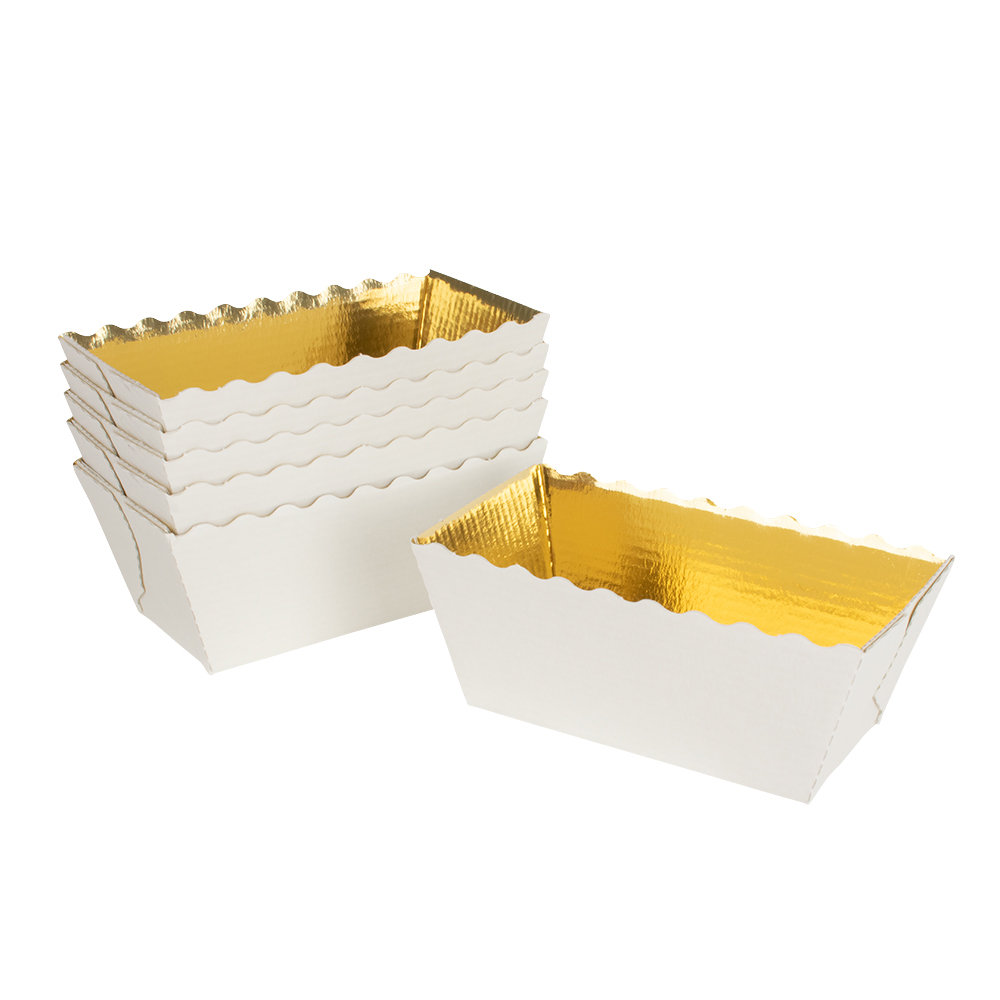 Novacart White with Gold Easybake Loaf Baking Mold, 3-1/4" x 1-1/4" x 1-1/4" - Case of 1350 image 1