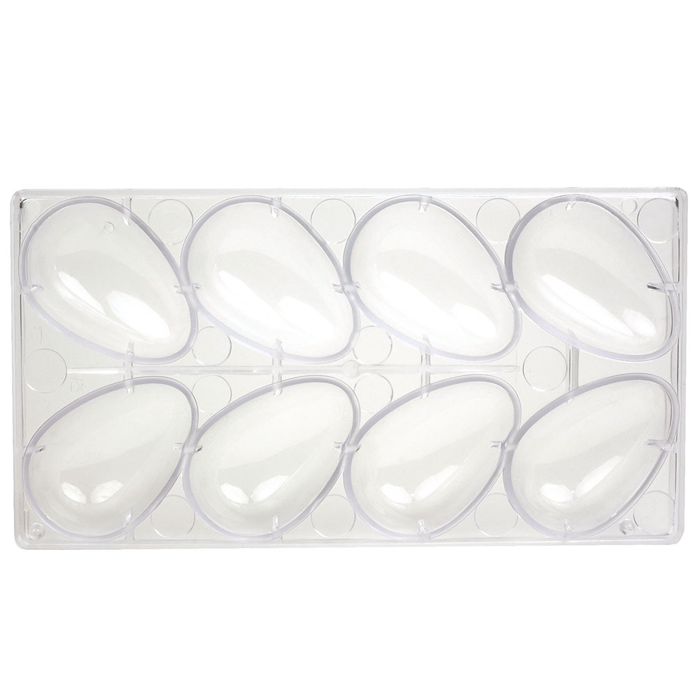 Polycarbonate Chocolate Mold Egg 3-7/8" x 2-5/8" x 1-1/4" High, 8 Cavities image 1