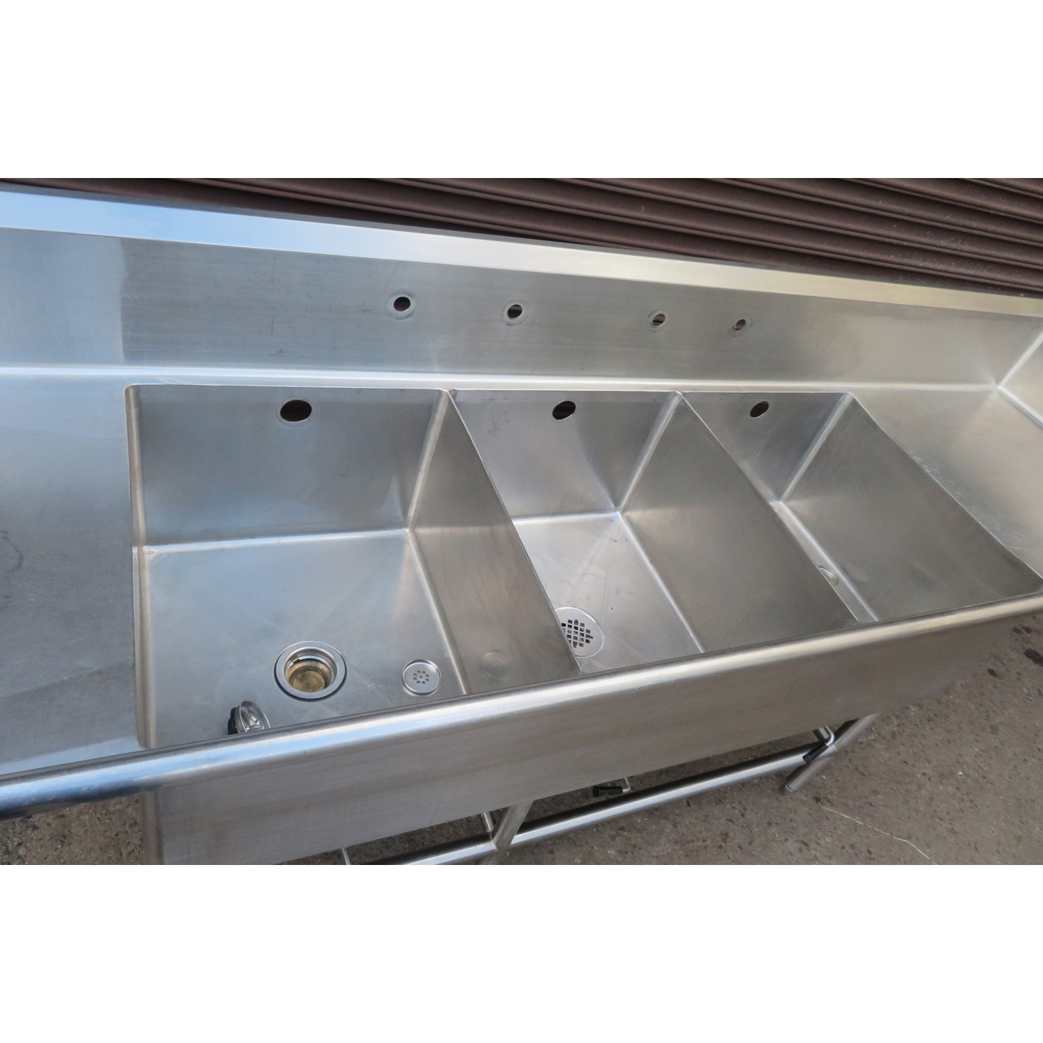 Sink 3 Compartment with 2 Drain Boards, Used Excellent Condition image 1