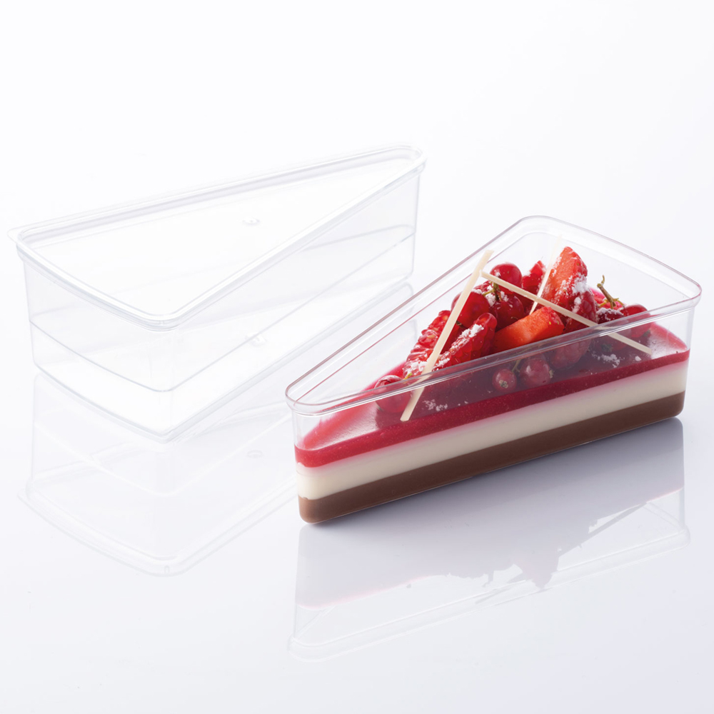 Martellato Clear Plastic Slice Dessert Cup, 5.3" x 2.7" x 1.7" - Pack of 100 image 1