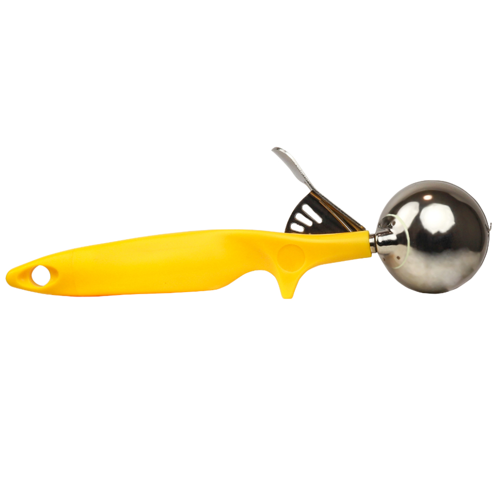 Stainless Steel Disher with Yellow Plastic Handle - #20, Pack of 6 image 1