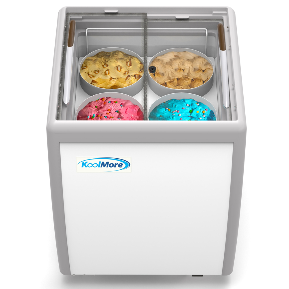 KoolMore 26 in. 4 Tub Ice Cream Dipping Cabinet Display Freezer with Sliding Glass Door, 6 cu. ft. image 2