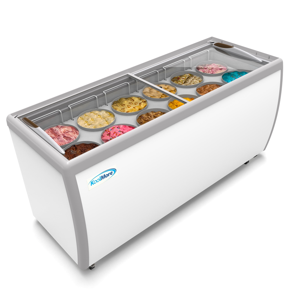 KoolMore 12 Tub Ice Cream Dipping Cabinet Display Freezer with Sliding Glass Door, 20 cu. ft.  image 1