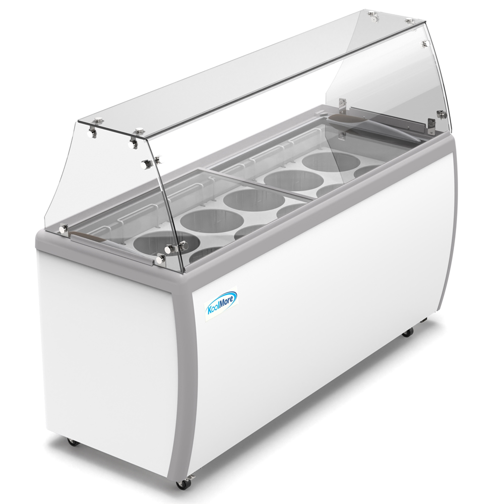 KoolMore 12 Tub Ice Cream Dipping Cabinet Display Freezer with Sliding Glass Door and Sneeze Guard, 20 cu. ft. image 4