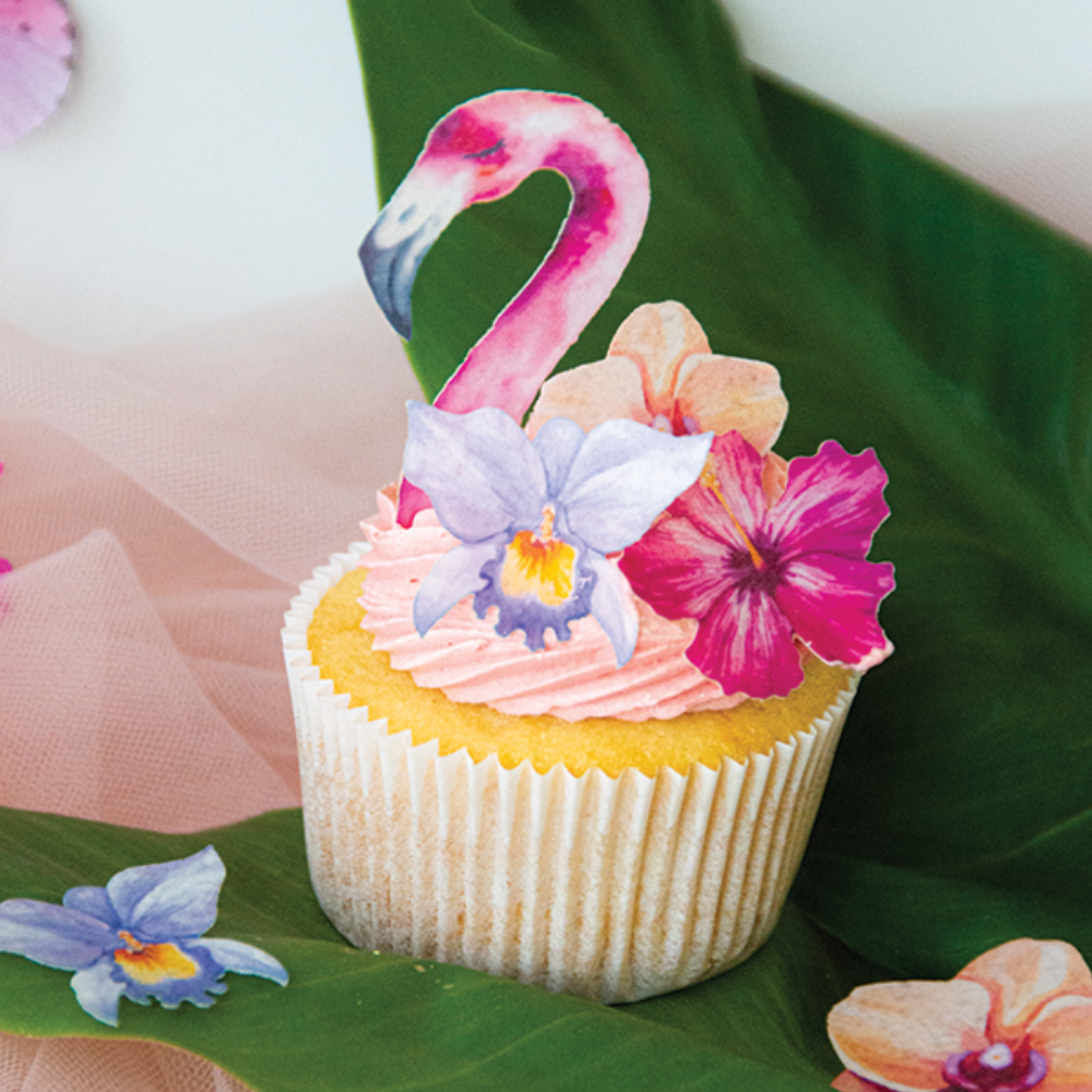 Crystal Candy Edible Wafer Paper Flamingo Toppers image 3