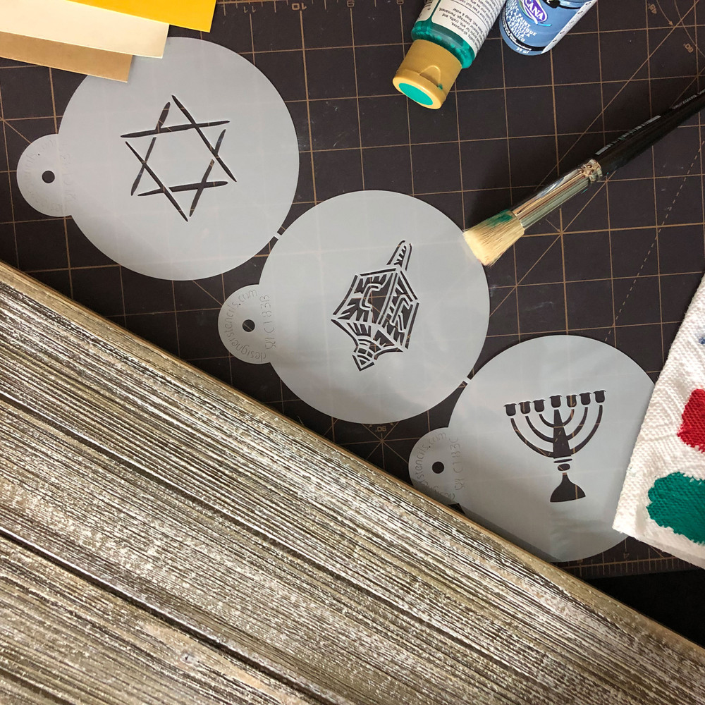 Designer Stencils Decorating Stencil Jewish Symbols Chanukah Top 3.5" image 1