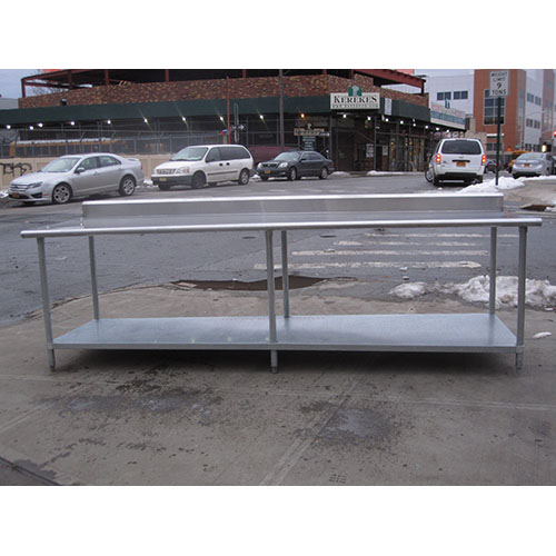 Stainless Steel Work Table 120" long, 5" Back Splash, With Galvanized Undrshelf, Used image 4