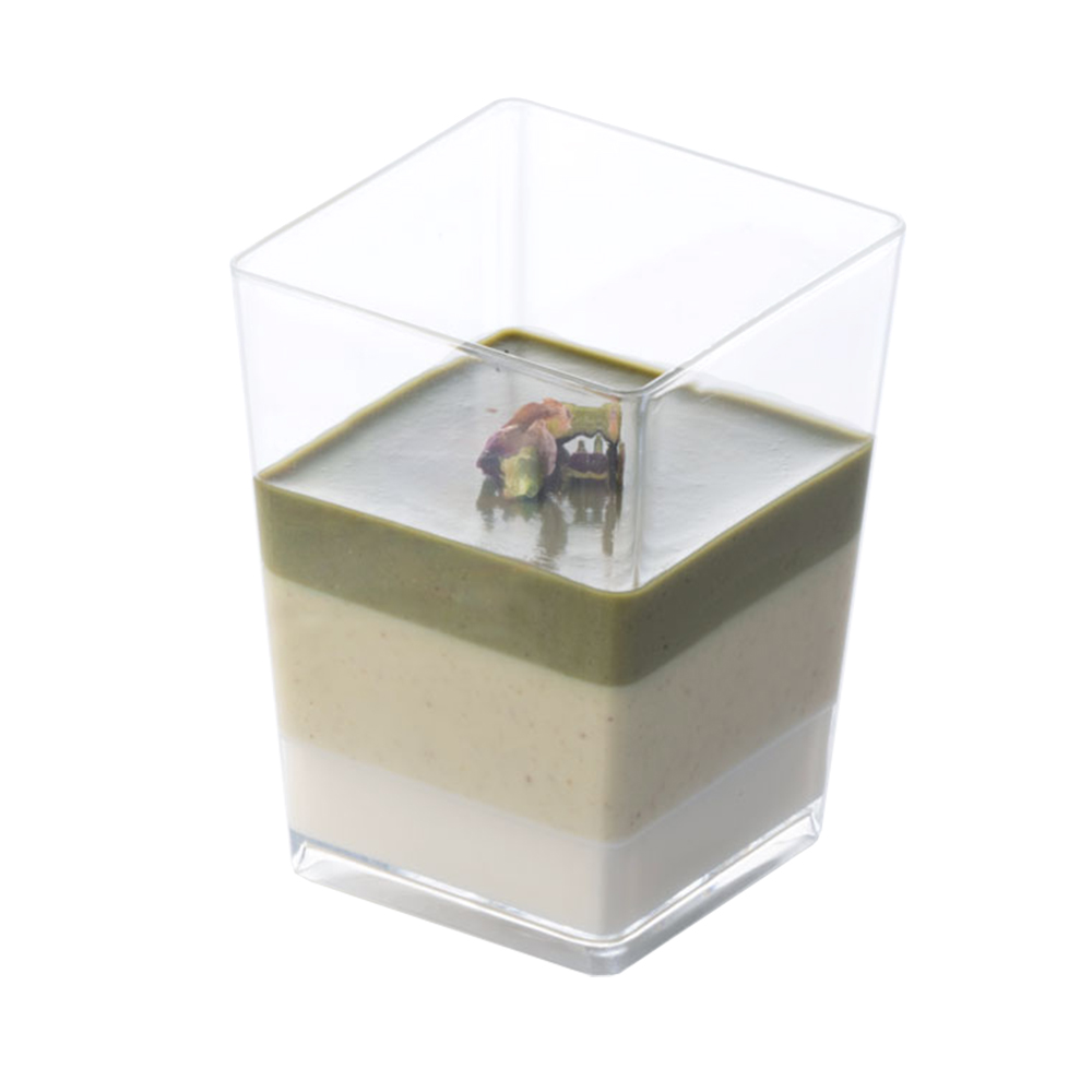 Square Dessert Cups Clear Plastic, 2 1/8" x 2 3/4" H. Capacity 120 ml. (4.1 oz) - Pack of 100 image 1