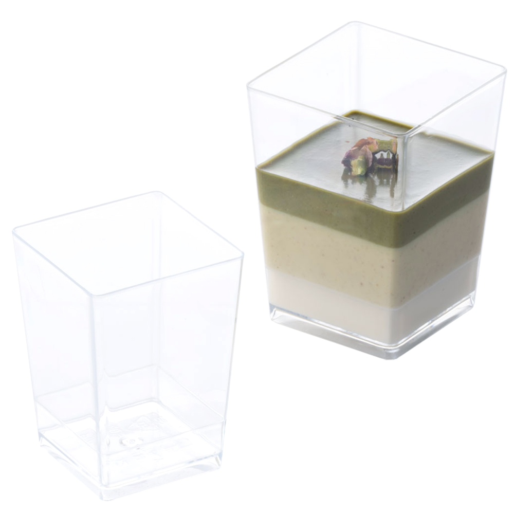 Square Dessert Cups Clear Plastic, 2 1/8" x 2 3/4" H. Capacity 120 ml. (4.1 oz) - Pack of 100 image 2