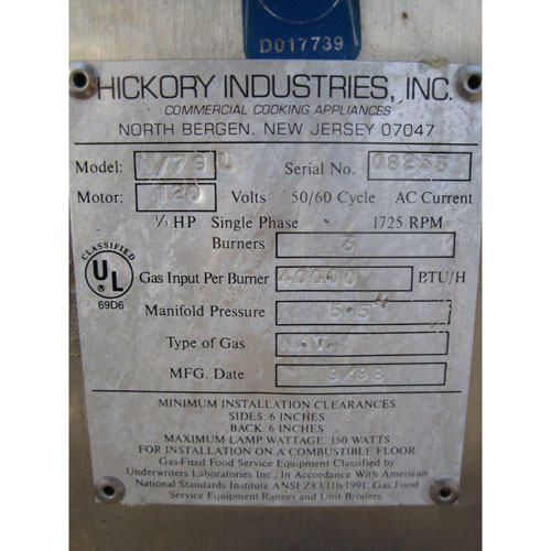 Old Hickory 7 Spit Gas Rotisserie Model # N/7G L Used  image 6