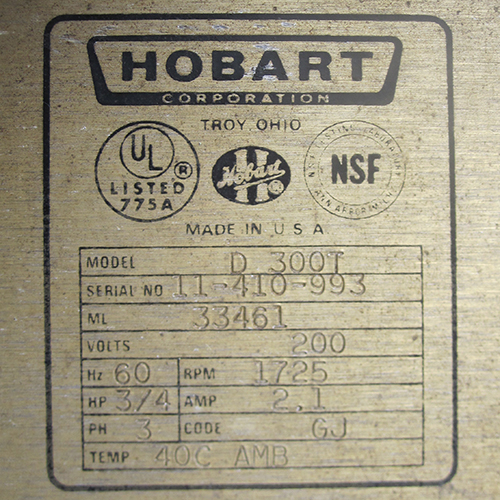 Hobart 30 Quart Mixer Model D300T