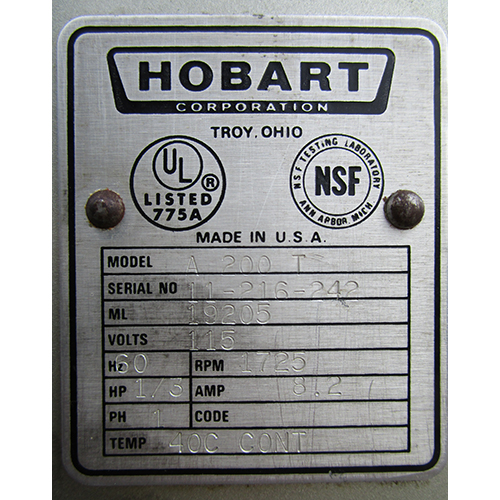 Hobart 20 Qt Mixer Model A200T