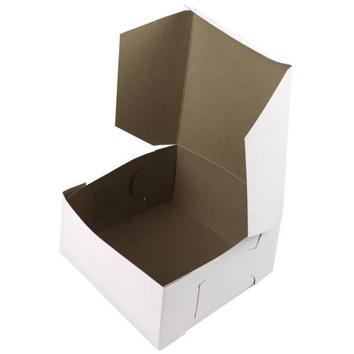 O'Creme One Piece White Cake Box, 10" x 10" x 4" High, Pack of 10 image 1