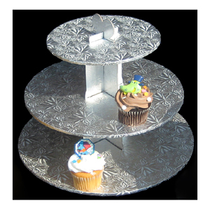 Silver Foil Covered 3-Tier Cupcake Stand image 1