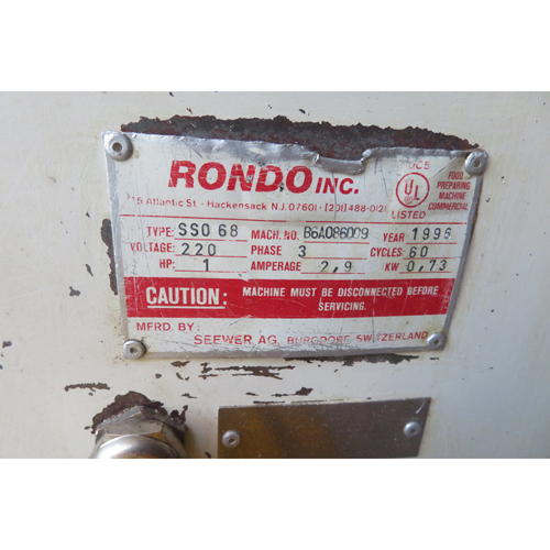Rondo SSO-68  Reversible Sheeter, Used Excellent Condition image 5