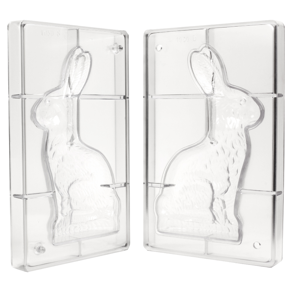 Polycarbonate Chocolate Mold: Sitting Rabbit, includes 2 pieces front and back  image 1