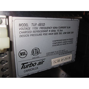 Turbo Air TUF-48SD 2 Door Undercounter Freezer Used Great Condition image 4
