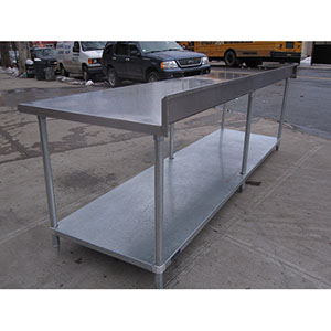 Stainless Steel Work Table 120" long, 5" Back Splash, With Galvanized Undrshelf, Used image 3