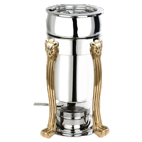 Eastern Tabletop Mfg. Eastern Tabletop Petite Marmite Sauce Stand with Lift off Lid - 2 Qt. - Stainless Steel w/Brass Accents