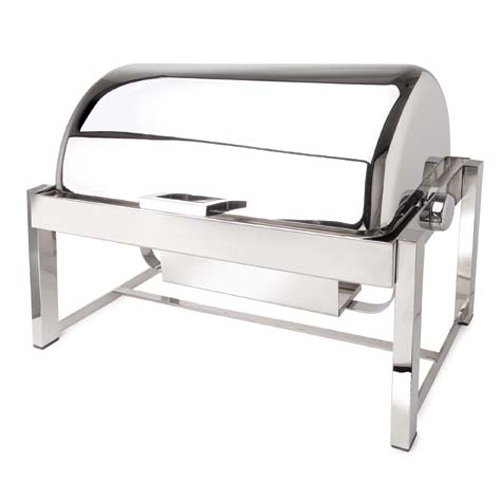 Eastern Tabletop Mfg. Eastern Tabletop 8 Qt. Squared Chafer Rectangular rolltop chafer w/P2 legs - Silverplate