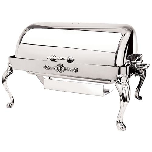 Eastern Tabletop Mfg. Eastern Tabletop Queen Anne Rectangular Rolltop Chafer - 8 Qt. - Stainless Steel