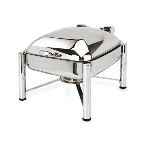 Eastern Tabletop Mfg. Eastern Tabletop Square Induction Chafer, w/ Dome Cover, Stand - 6 Qt. - Silverplate