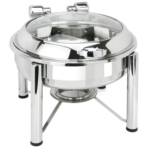 Eastern Tabletop Mfg. Eastern Tabletop 3928GS S/S Round Induction Chafer w/ Glass Dome Cover & Stand - 6 Qt.