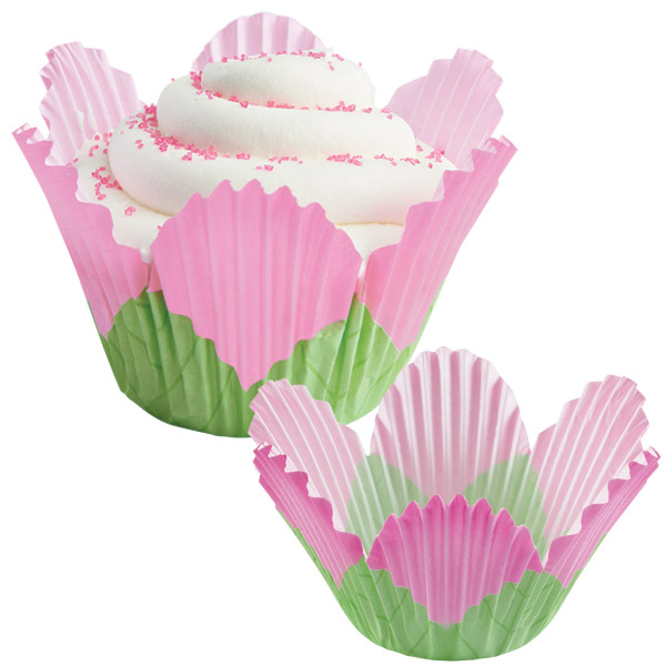 Wilton Pink Petal Disposable Paper Baking Cups, 24 Count