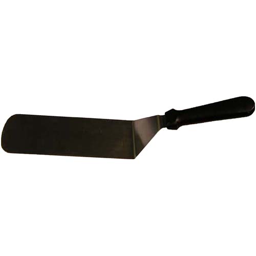 Made in Japan. 3" x 8" stainless steel blade; black plastic handle.