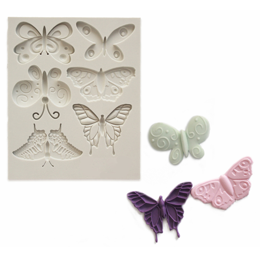 O'Creme Silicone Butterfly Fondant Mold, 6 cavities
