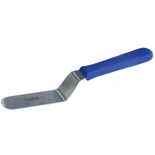 unknown Stainless Steel with Blue Plastic Handle Offset Spatula 5-1/2